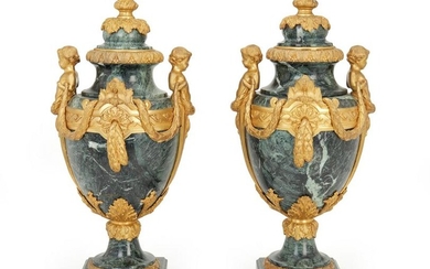 A pair of French Louis XVI-style gilt-bronze and marble