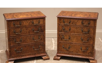 A pair of figured walnut chests, early 20th century and late...