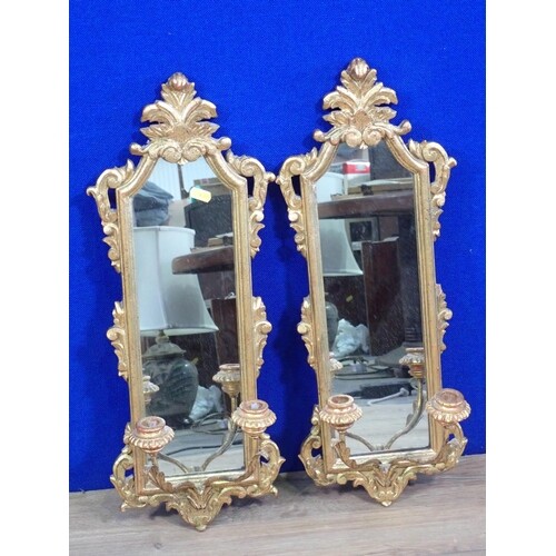 A pair of modern Rococo style gilt Girandole Mirrors 1ft 11i...