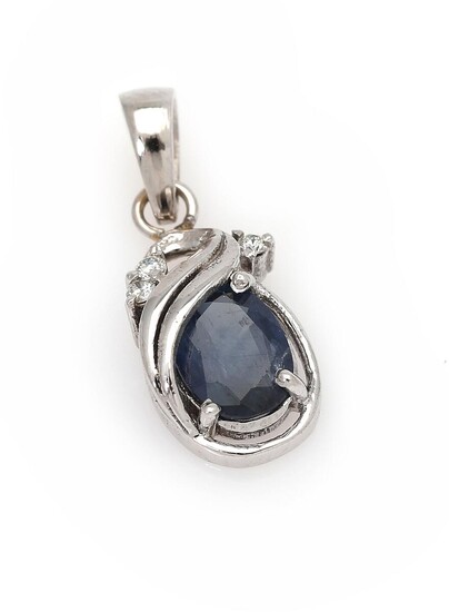 NOT SOLD. A sapphire and diamond pendant set with a sapphire weighing app. 1.4 ct. and three diamonds, mounted in 14k white gold. L. app. 2.3 cm. – Bruun Rasmussen Auctioneers of Fine Art