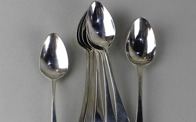 A set of six George III silver Old English pattern teaspoons
