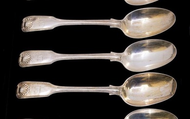 A set of six Victorian silver dessert spoons in the...