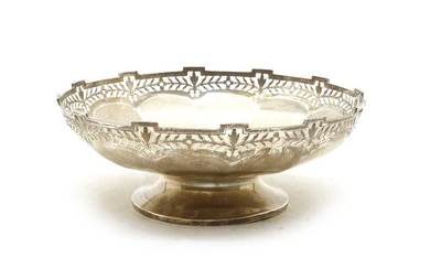 A silver pedestal bowl