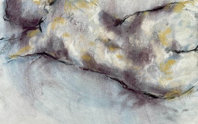 ABSTRACT RECLINING NUDE MIXED MEDIA ON PAPER
