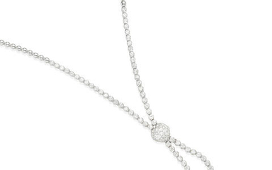 AN 18K WHITE GOLD AND DIAMOND LARIAT NECKLACE, ITALY