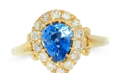 AN ANTIQUE SAPPHIRE AND DIAMOND DRESS RING, LATE 19TH