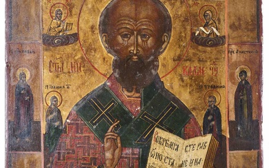 AN ICON OF SAINT NICHOLAS THE WONDERWORKER, RUSSIAN, LATE 18TH / EARLY 19TH CENTURY