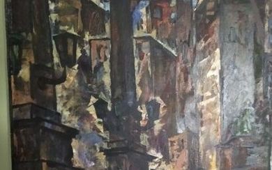 Abstract oil painting City center Tvapinov Egor