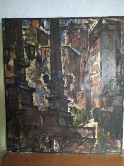 Abstract oil painting City center Tvapinov Egor