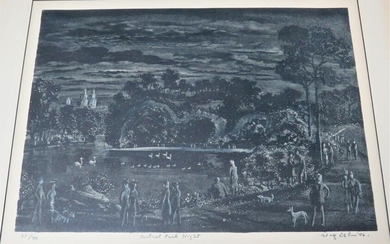 Adolf Dehn Lithograph "Central Park Night"