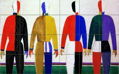 After Malevich, Avant-Garde Sportsmen Ceramic Tile Mural