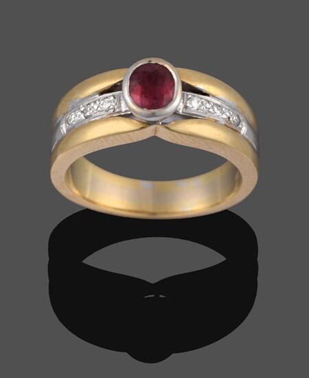 An 18 Carat Two Colour Gold Ruby and Diamond Ring,...