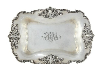 An American sterling silver serving dish with monogram