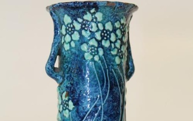 An Art Nouveau blue glazed small pottery vase probably by...