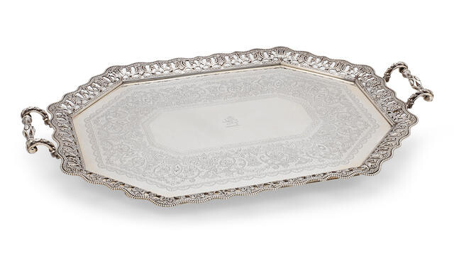 An Edwardian silver two-handled tray