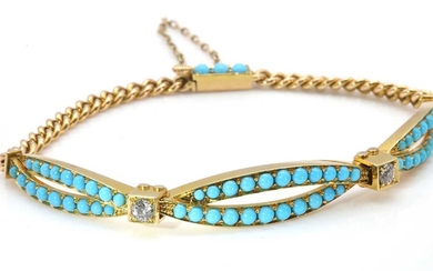 An Edwardian turquoise and diamond bracelet