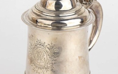 An English sterling silver Georgian tankard - London 1766,...
