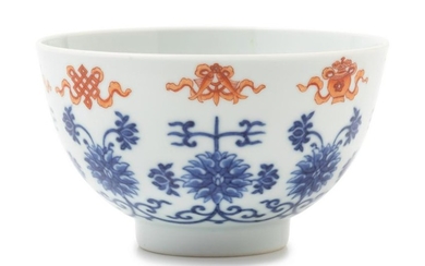 An Iron Red Decorated Blue and White Porcelain