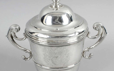 An early 18th century Irish silver twin-handled cup & cover.