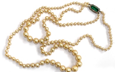 An early 20th century good quality faux pearl double strand ...