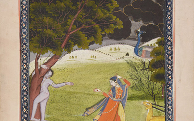 An illustration to a Ragamala, Madhumadhavi ragini, Punjab Hills, 19th...
