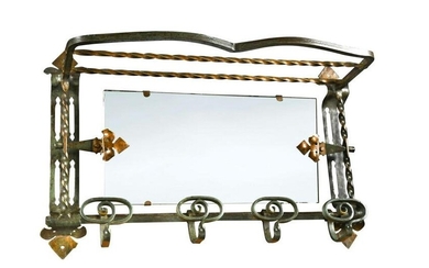 An unusual Art Nouveau 'Pullman' style wrought iron luggage rack, circa 1900