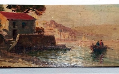 Angelo Cannone (Abruzzo, 1899-1992, Rio de Janeiro): Neapolitan Coastal Landscape, c.1930s Oil on