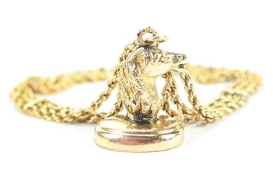 Antique 10k Gold Horse Fob Bracelet