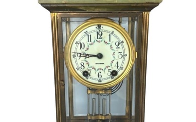 Antique 1910 Seth Thomas Brass, Onix & Glass Crystal Regulator Shelf Clock