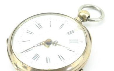 Antique 19th C Silver Pocket Watch w Roman Numeral
