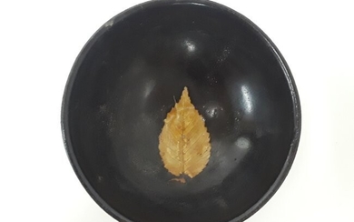 Antique Chinese Song Jizhou Ware Bowl Elm Leaf Pottery