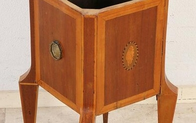 Antique English mahogany tea stove with intarsia and