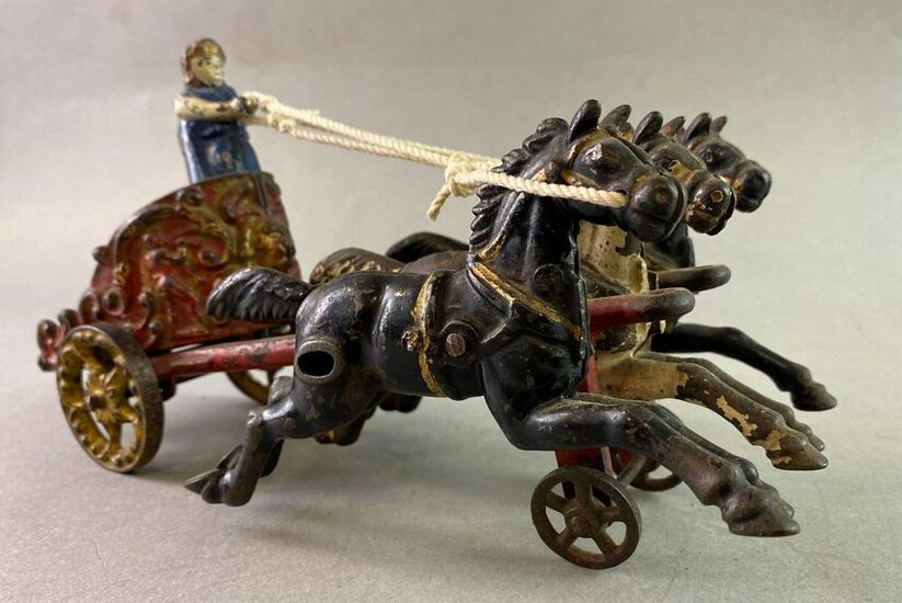 Antique Hubley Cast Iron Horse Drawn Chariot