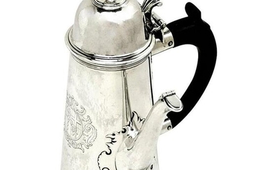 Antique Queen Anne Sterling Silver Coffee Pot Side Handled 1703 18th Century