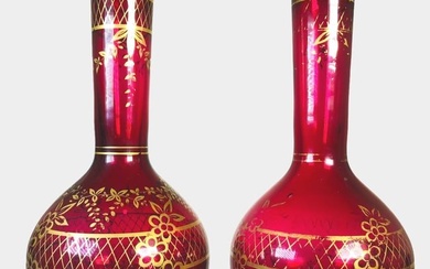 Antique Ruby Glass Lamp Bases