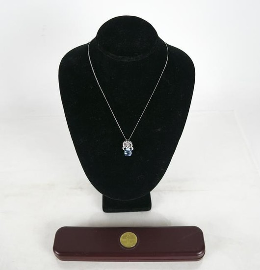 Aquamarine and 18k Diamond Pendant