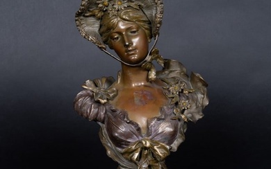 Art Nouveau French Bronze Sculpture "Marguerite" Bust