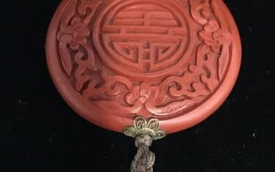 Asian Cinnabar & Tassel Talisman Necklace