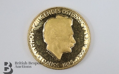 Austrian Johann Strauss 750 gold commemorative coin, 1825-1899. 1963...