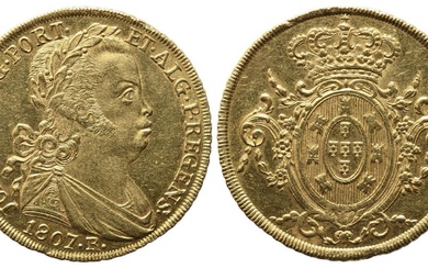 BRÉSIL. Joao VI de Portugal (1802-1822). 6400 reis 1807. Au (31,8 mm - 14,35 g)....