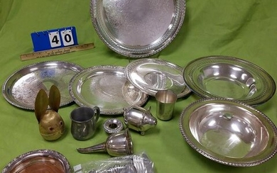 BX SILVERPLATE TRAYS AND BOWLS AND NAPIER FIGURAL