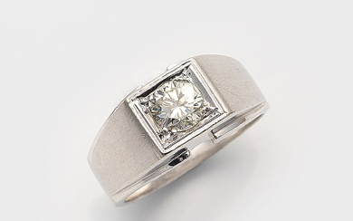 Bague-bracelet homme avec solitaire diamant des années 1940 or blanc, taille 14 ct ; centre...