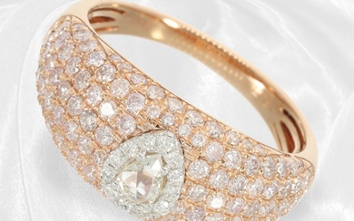 Bague moderne en or avec diamants roses taillés en brillant, environ 1,23ct, comme neuve Environ...