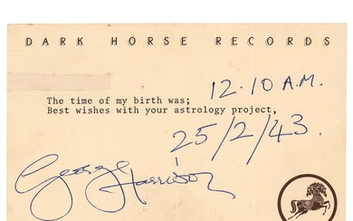 Beatles: George Harrison Typed Note Signed on Astrology
