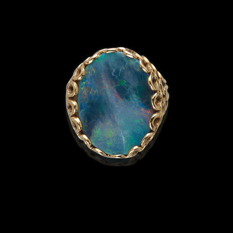 Black Opal and Gold Ring