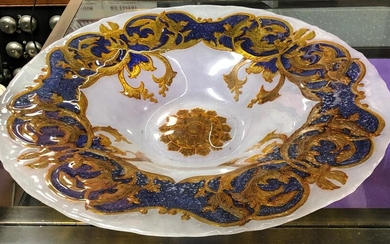 Blue & Gold Painted Decorative Centerpiece Bowl