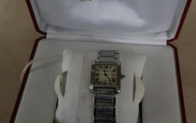 Boxed Cartier tank Francaise wristwatch with box, manual, paperwork...