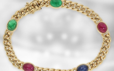 Bracelet: classic vintage armoured bracelet with coloured stone...