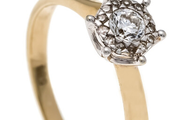 Brilliant ring GG 585/000 with a brilliant 0.25 ct W / SI and 12 diamonds, in addition 0.06 ct W / SI, RG 56, 3.0 g