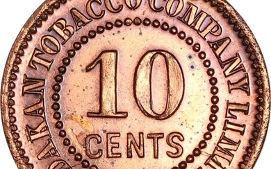 British North Borneo: Sandakan Tobacco Company, 10 cents, copper proof, undated (Pre 1896), (La...